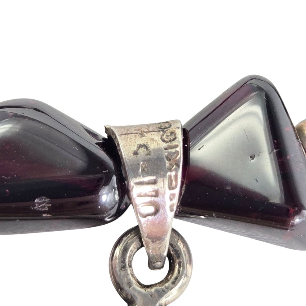Taxco 925 Rhodolite Garnet Bead Necklace Sterling Cross Pendant Vtg Religious - Picture 6 of 15